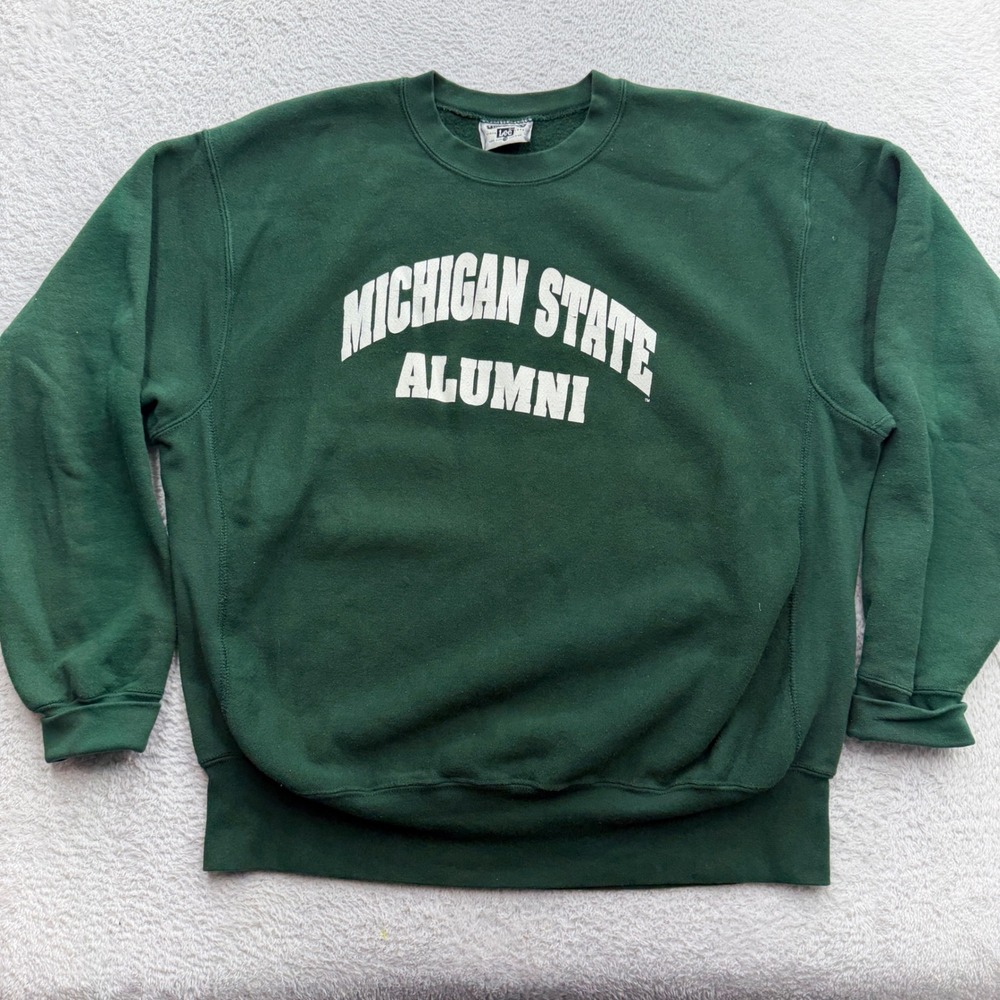 Vintage Lee Michiganโ State Alumni Sweatshirt Green 2X Cross Grain Made in USA